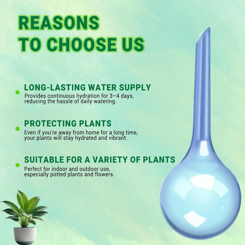 WHTCHSU 2 Pack Small Self-Plant Watering Globes – Automatic Plant Waterer Bulbs, Plant Watering System for Indoor and Outdoor Potted Houseplants, Plant Watering Devices (Blue, Small Size) - Image 4